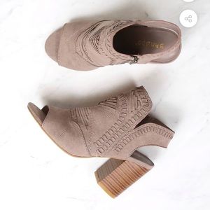 Peep Toe Boho Chunky Heel Booties